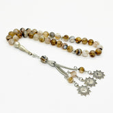 عقيق سليماني مخطط طبيعي 10 مم 33 بني خرزة