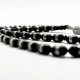 Black Kok Barrel with Metal Inlay 8mm 33 Beads