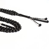 Black Kok Barrel with Metal Inlay 8mm 33 Beads