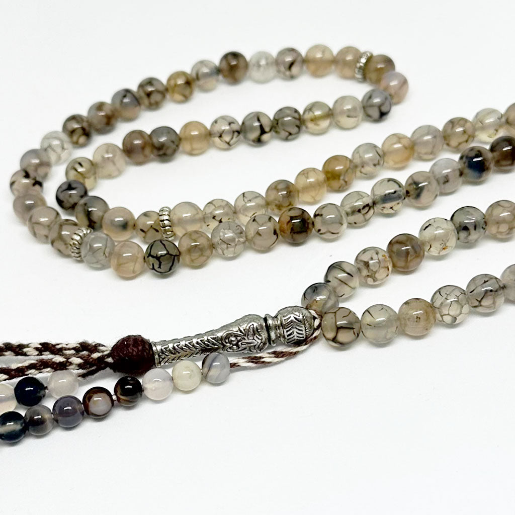 سبحة عقيق شجري 8 ملي 100 حبايه  2 عداد