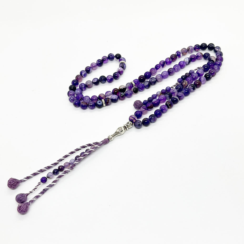 سبحة عقيق سليماني بنفسجي  100 حبايه 8 ملي 2 عداد