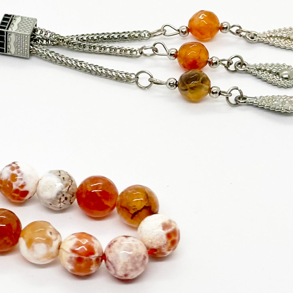 عقيق جزع بني 10 ملي ٣٣ حبايه