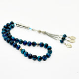 سبحة حجر عين النمر اازرق فاتح 10 ملي 33 حبايه