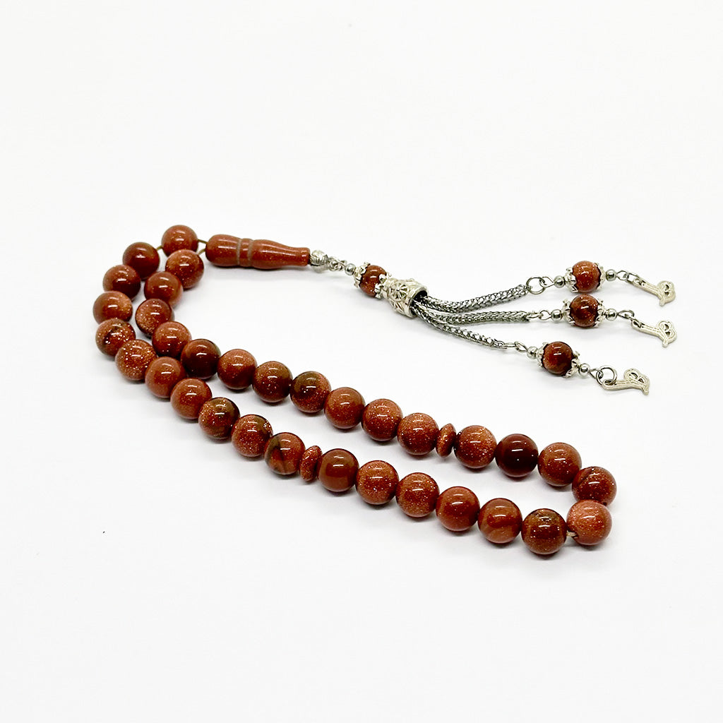 Brown Starry Stone 10mm 33 Beads Misbaha