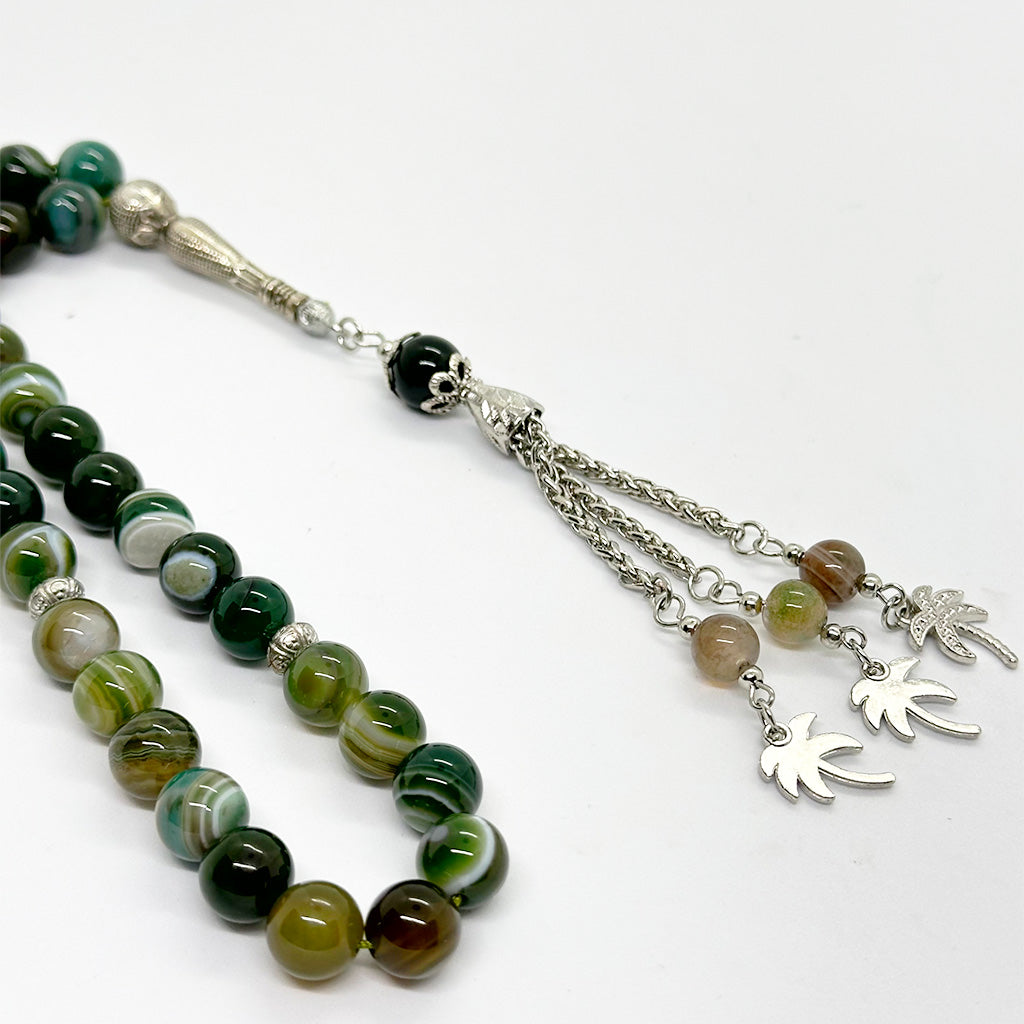 عقيق سليماني اخضر غامق 10 ملي 33 حبايه