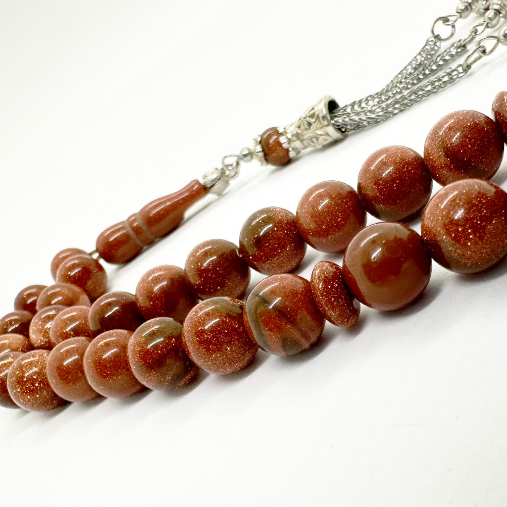 Brown Starry Stone 10mm 33 Beads Misbaha