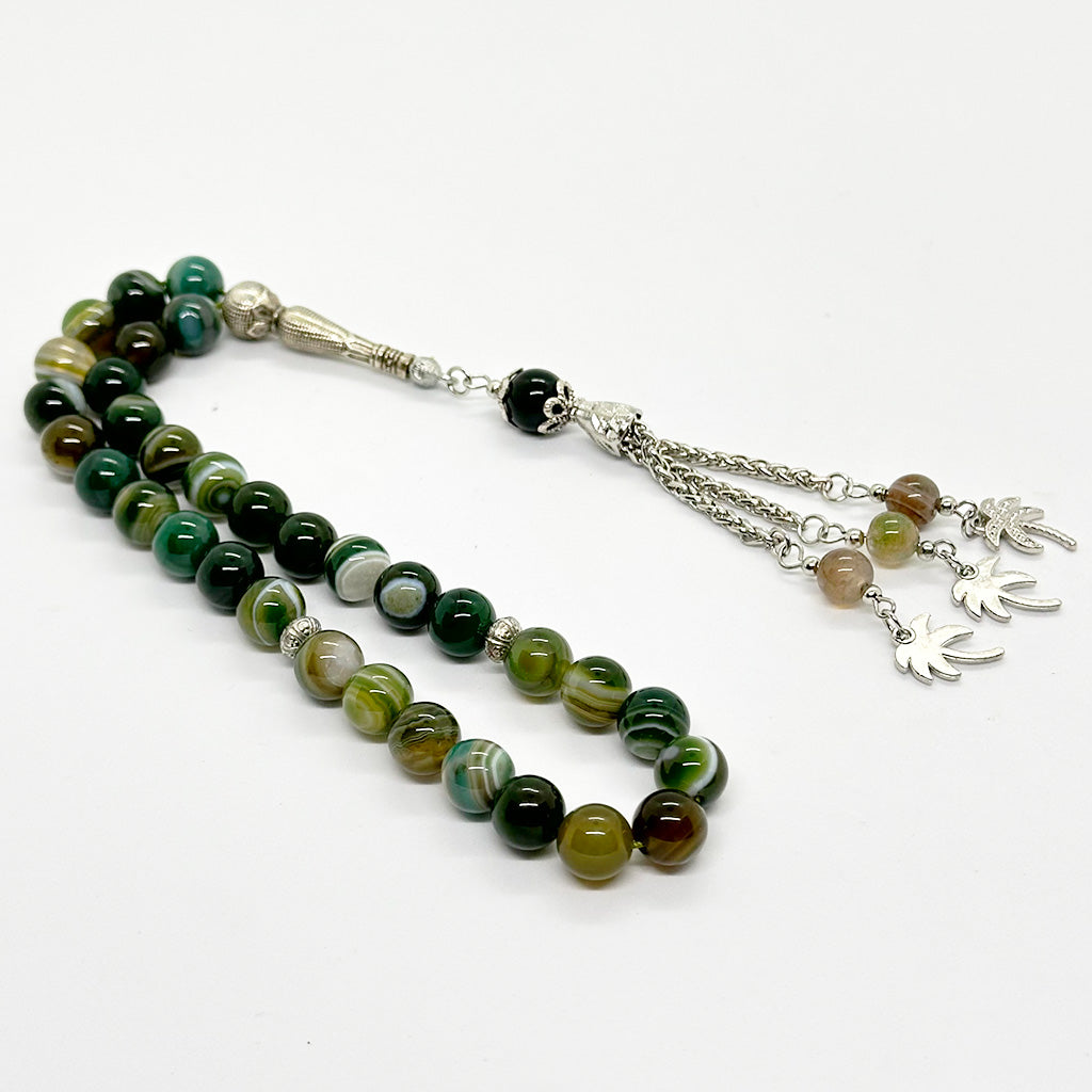 عقيق سليماني اخضر غامق 10 ملي 33 حبايه