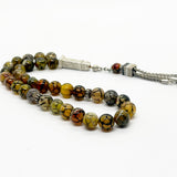 سبحة عقيق عنكبوتي اصفر 33 حبايه 10 ملي