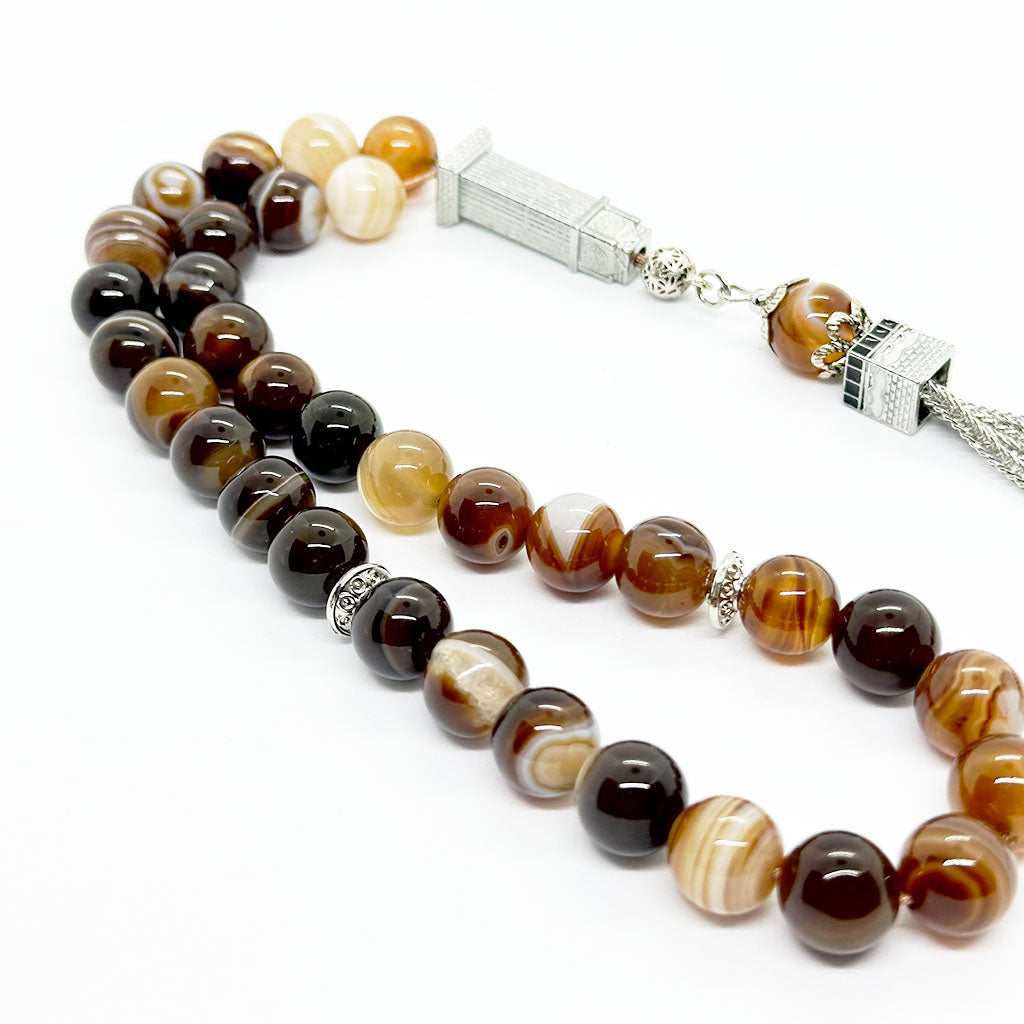 سبحه عقيق سليماني بني 10 ملي 33 حبايه