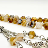 عقيق سليماني مخطط طبيعي 33 بني خرزة 10 ملي