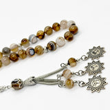 عقيق سليماني مخطط طبيعي 33 بني خرزة 10 ملي