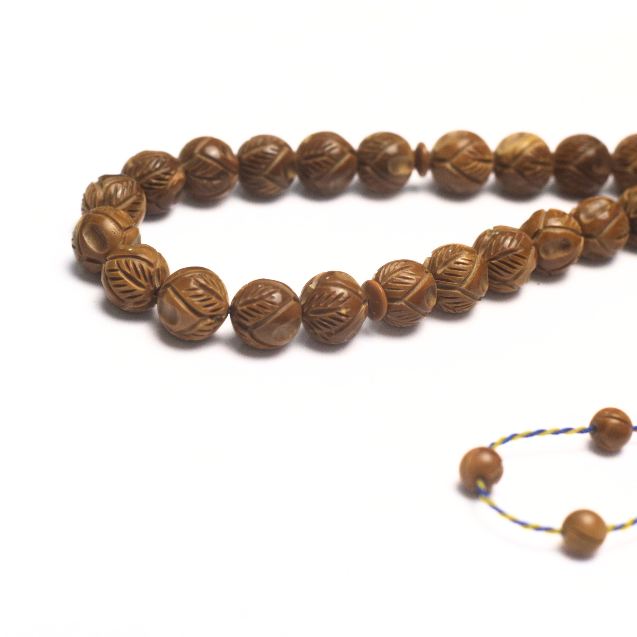 Hand Carved Camel Kok 12mm 33 Beads  