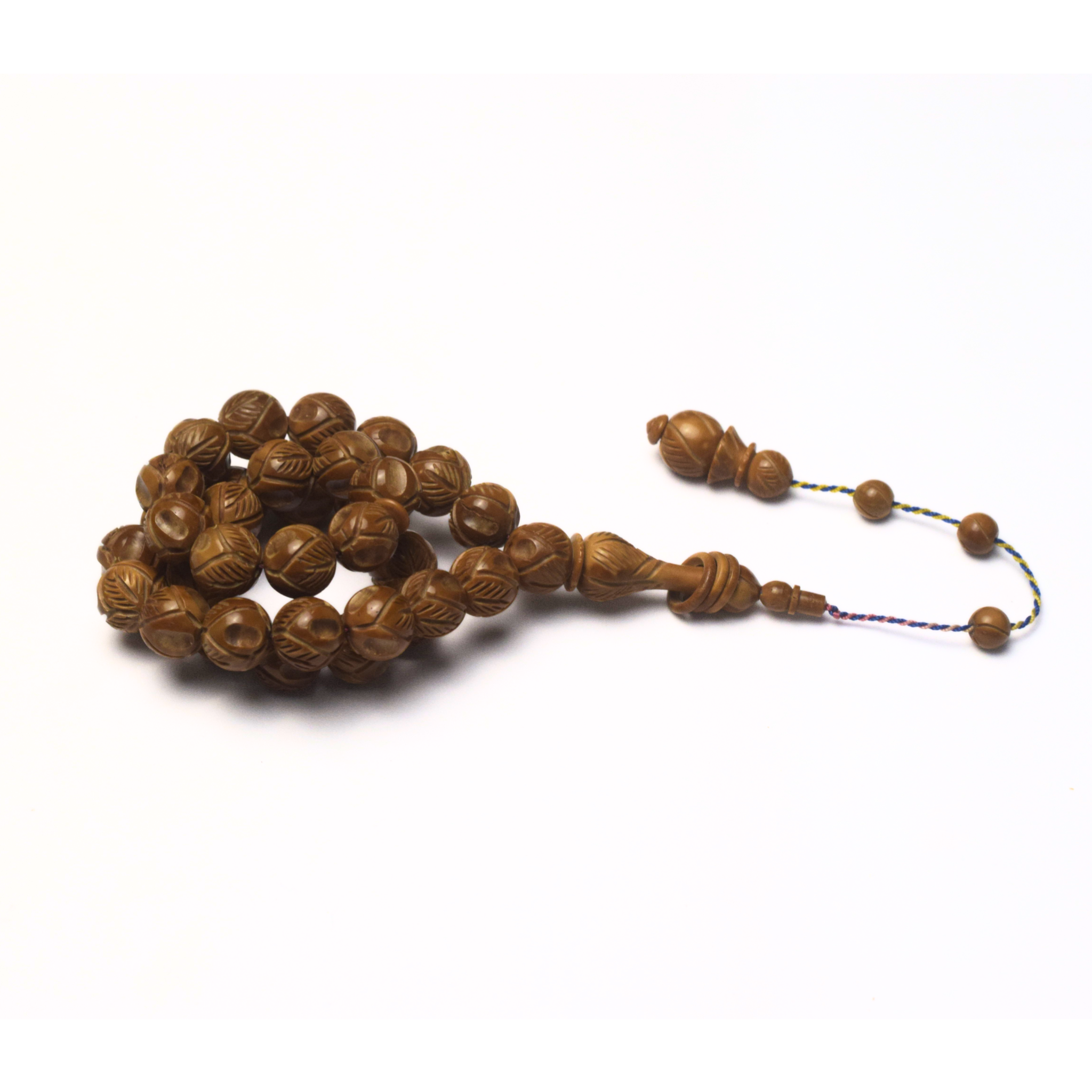 Hand Carved Camel Kok 12mm 33 Beads  