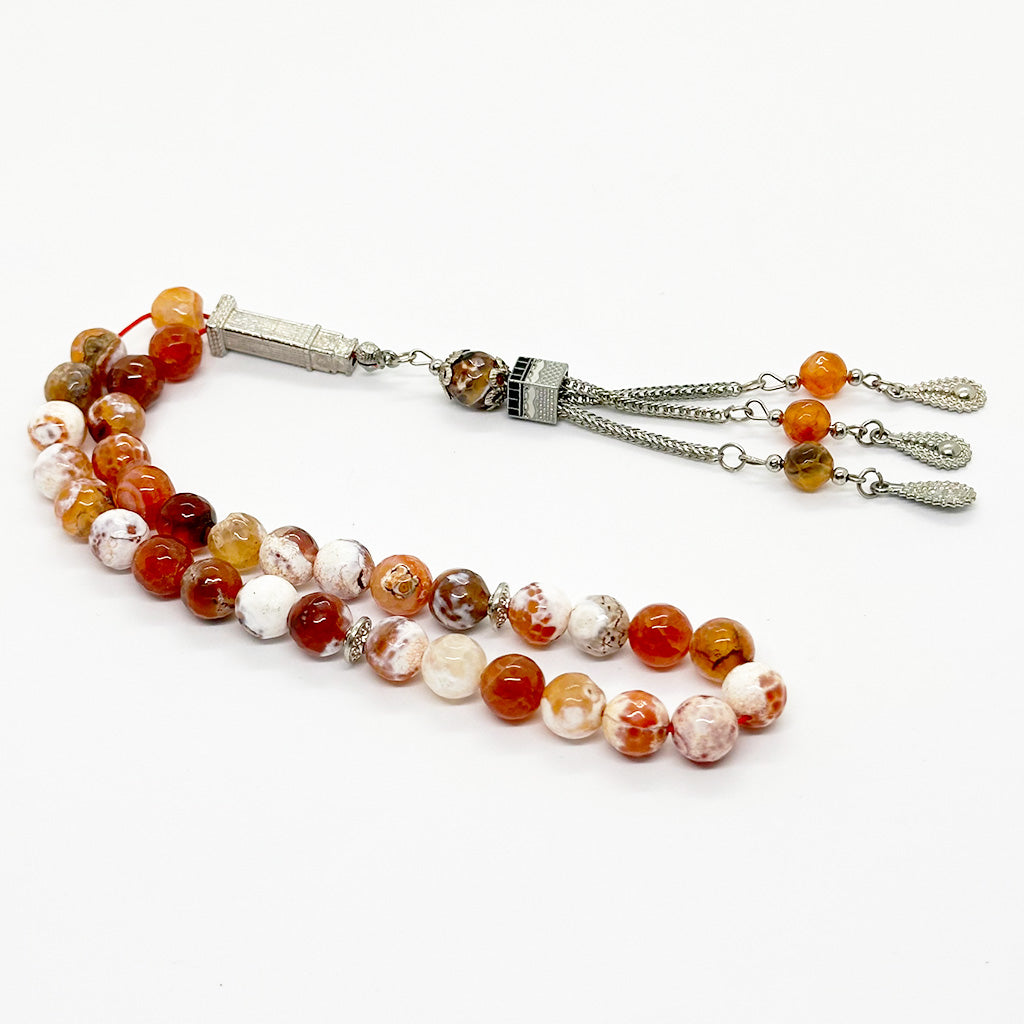 عقيق جزع بني 10 ملي ٣٣ حبايه