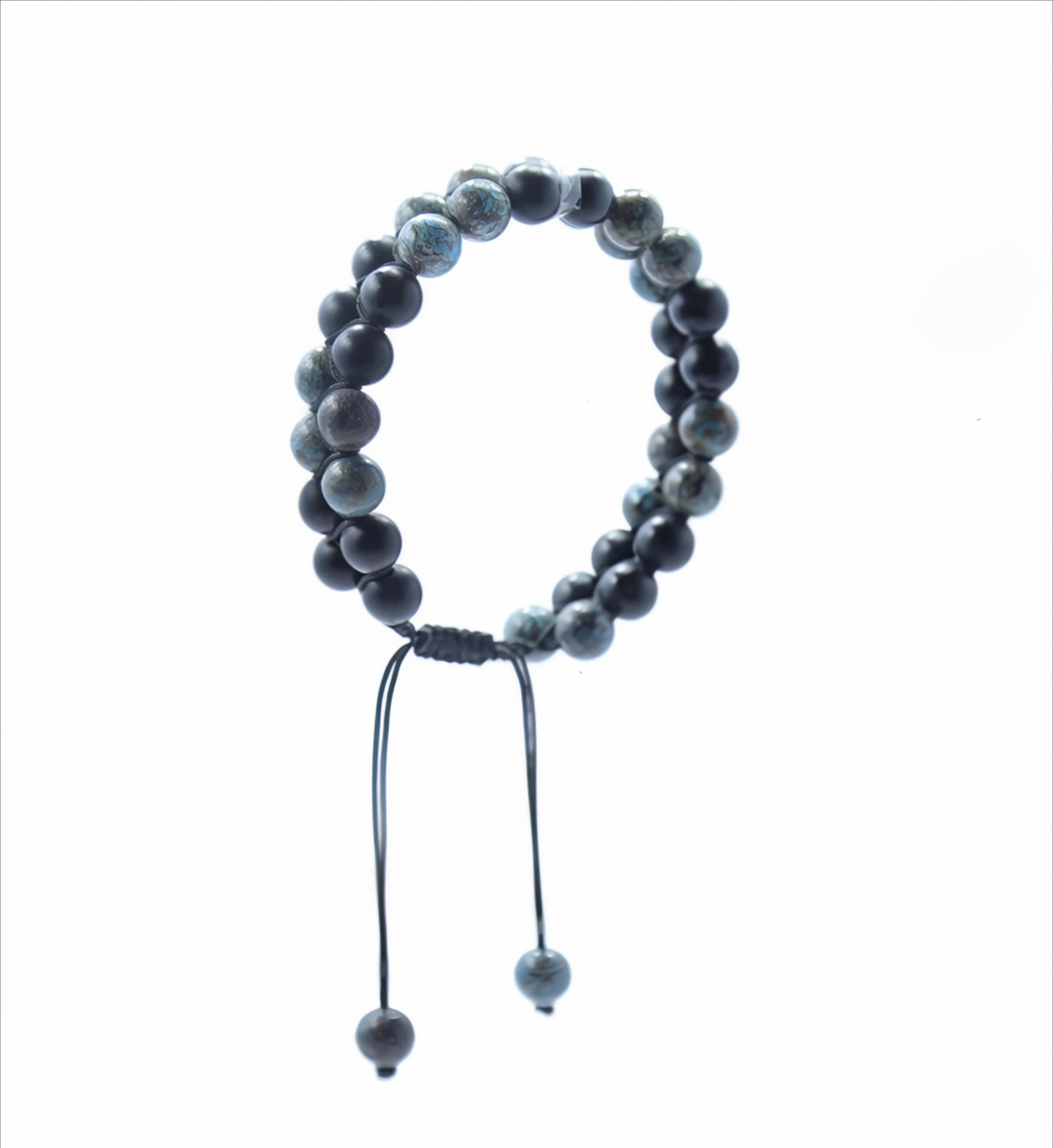 بريسلت 2 دور فيروز افريقي في عقيق اسود طبيعي