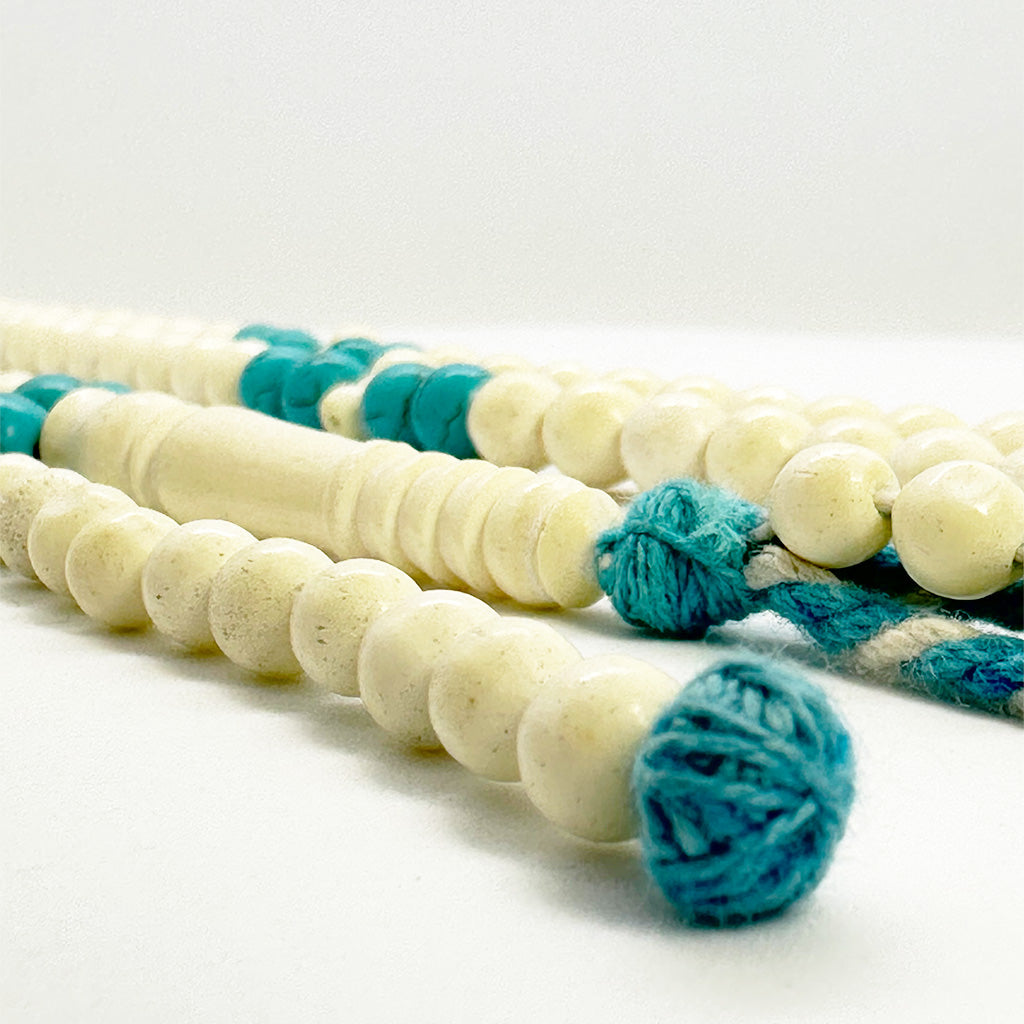 سبحه عضم جمل مطعم بالفيروز مقاس 8 ملي 100 حبايه