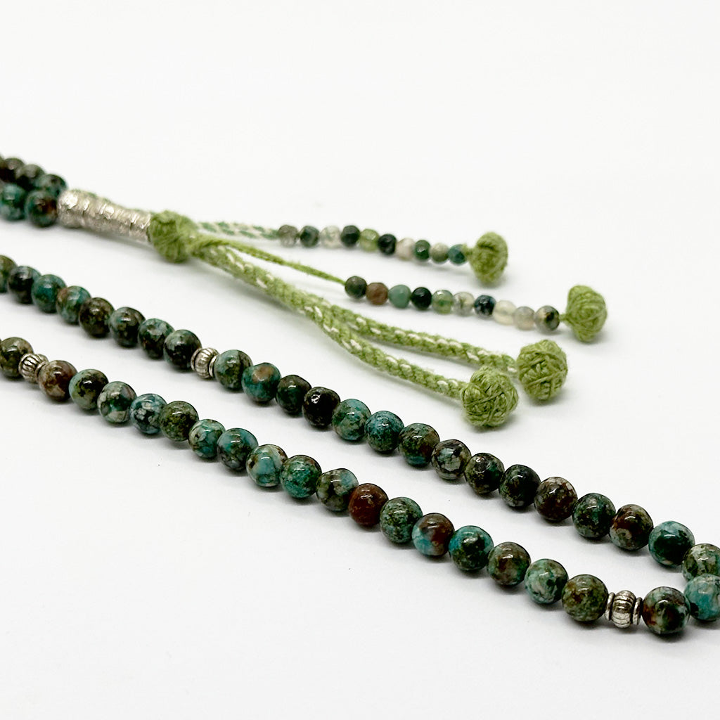 عقيق طحلبي أخضر 6 ملي 100 حبايه 2 عداد