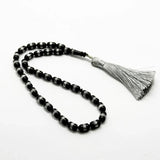 Black Kok Barrel with Metal Inlay 8mm 33 Beads
