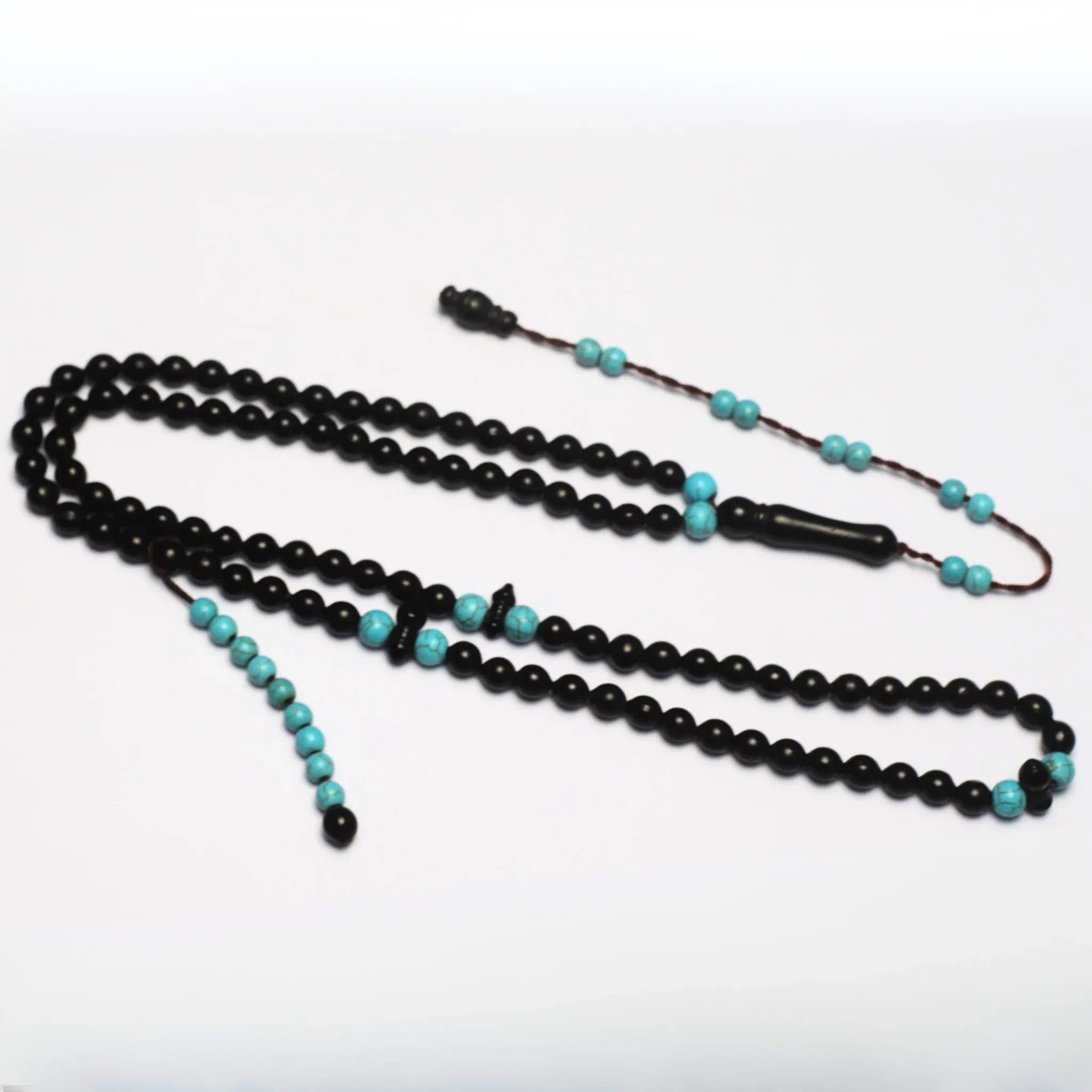 Black Kok & Turquoise 7mm 100 Beads