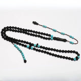 Black Kok & Turquoise 7mm 100 Beads