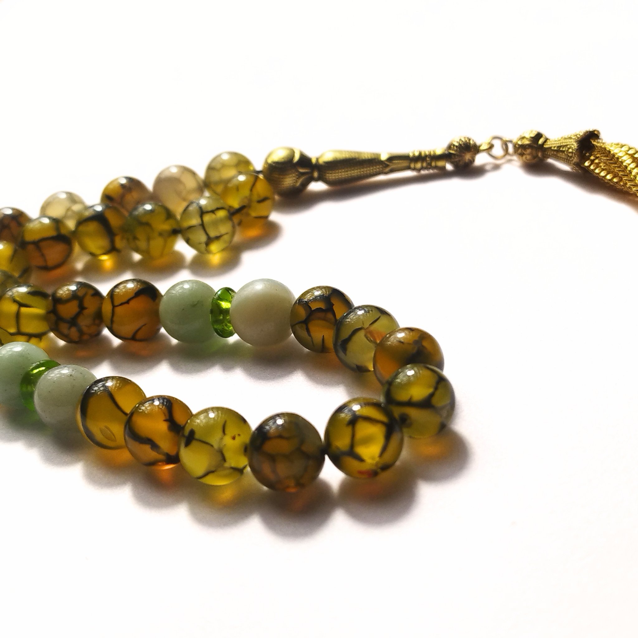 Yellow Spider Agate 10mm 33 Beads  