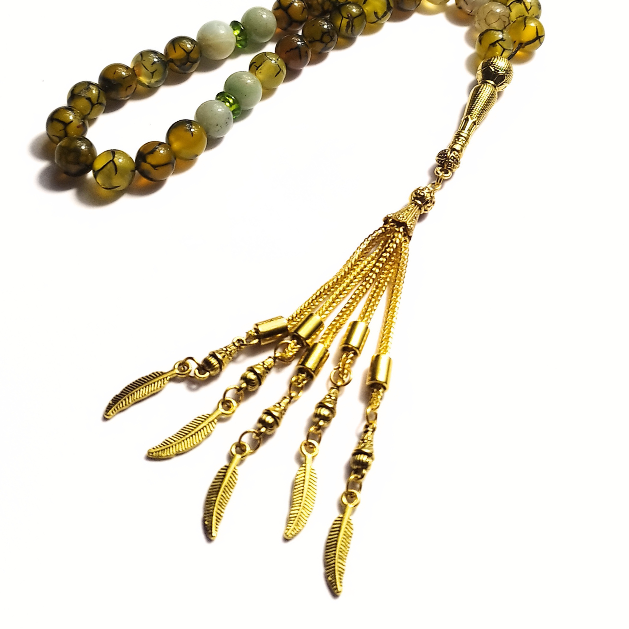 Yellow Spider Agate 10mm 33 Beads  