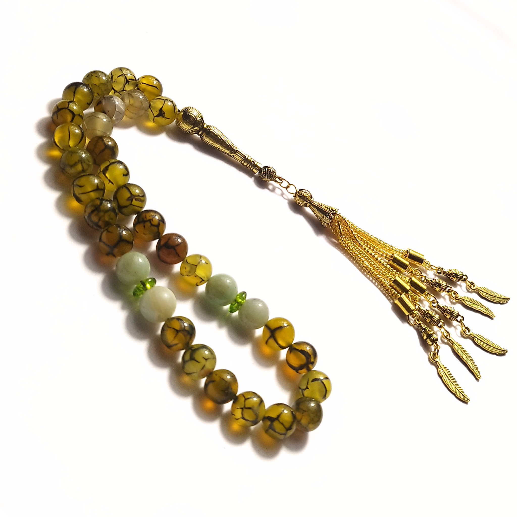 Yellow Spider Agate 10mm 33 Beads  