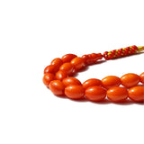 Thai Coral Olive Prayer Beads – 33 Beads with Tassel