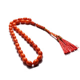 Thai Coral Olive Prayer Beads – 33 Beads with Tassel